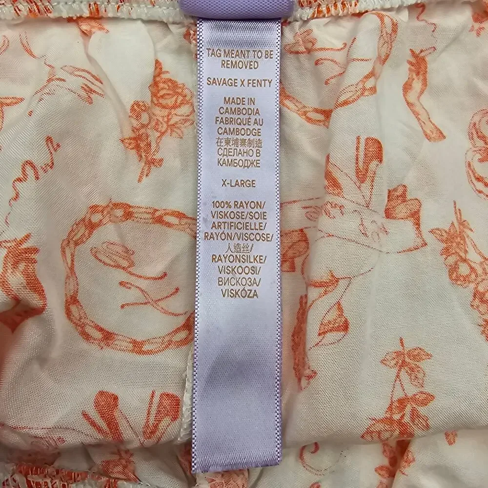 Savage X Fenty Womans size XL Satin Side Ruched Tap Pants Sleep Shorts Orange